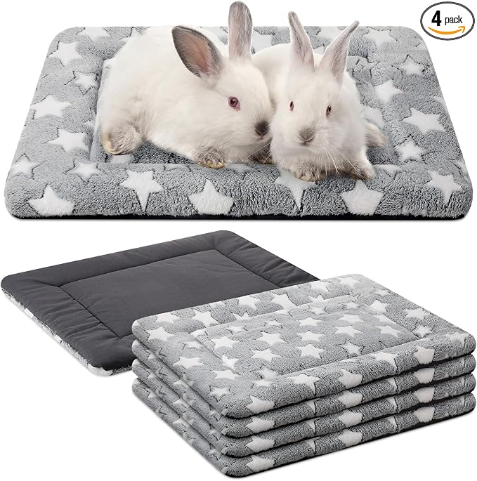 4 Pcs Dog Crate Pads Soft Warm,18 x 14 x 1.6 Inch,Star,Gray | Ultra Soft Warm Washable Anti-slip Kennel Bed Mat for Pets,Reversible Replaceable,for Small Medium Large Dogs and Cats