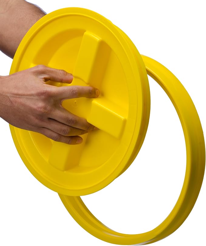 Gamma2 Gamma Seal Lid for Utility Buckets - Fits 3.5, 5, 6 & 7 gallon buckets, Yellow, Made in USA (Pack of 12)