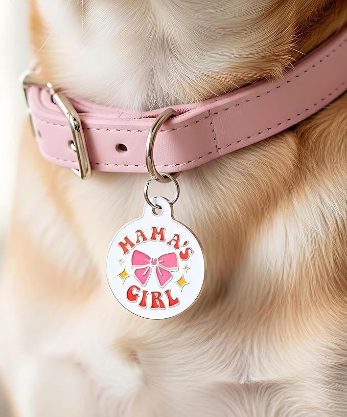 Bad Tags Personalized Dog and Cat ID Tags in 25+ Designs and 2 Sizes - 5 Lines of Custom Engraved Text - Funny Cute Personalized Pet Tags (Mama's Girl, Large (1.25 inch))