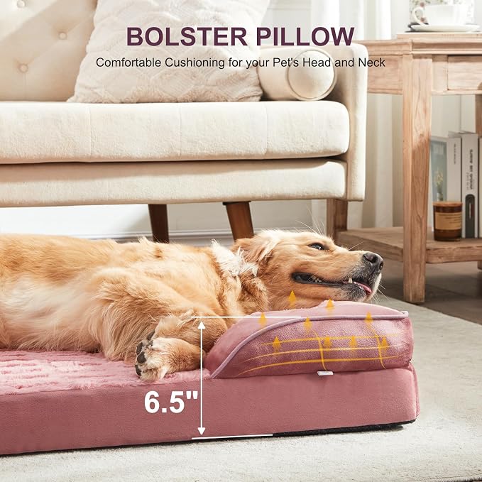 FURTIME Orthopedic Large Dog Bed, XL Waterproof Dog Beds, 42x35x6.5 Supportive Foam Pet Couch Bed with Removable Washable Cover and Nonskid Bottom