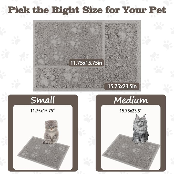 Darkyazi Cat Litter Box Mat for Floor Litter Trapping Mat Non-Slip Backing, Scatter Control, Easy Clean, Water Resistant, Soft on Paws (15.75" x 11.75",Gray Sand)