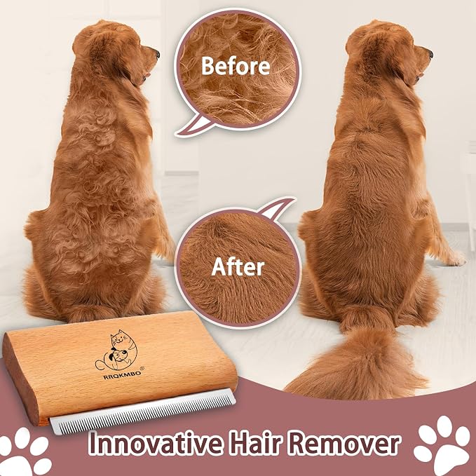 Premium Deshedding Dog Brush,Pet Deshedding Brush,Professional Cat Deshedding Brush for Grooming,Wooden Pet Grooming Combs for Short and Long Hair,Deshedder Shedding Tool.