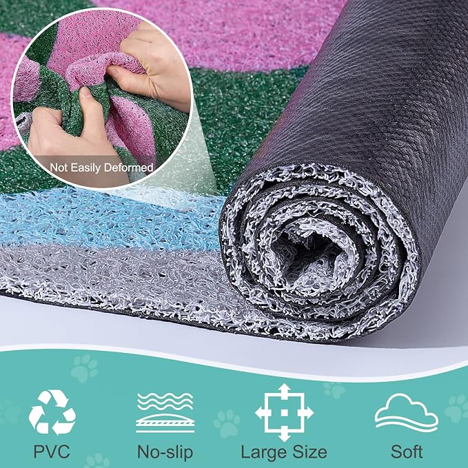 Unicorn Catcher Large Cat Litter Mat, 33.5"x22.4" Litter Trapping Mat | Kitty Litter Mat With Soft PVC Loop Mesh And Non-Slip Backing For Easy-Clean Floor Protection And Home Decor
