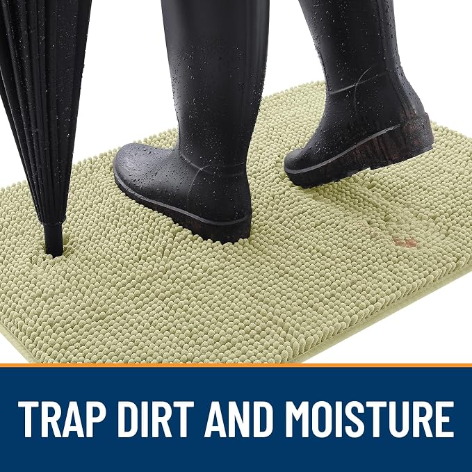 OLANLY Dog Door Mat for Muddy Paws 70x35, Super Absorbent Chenille Mud Mat | Vanilla, Absorbs Moisture and Dirt, Non-Slip Machine Washable Doormat, Quick-Drying Indoor Entryway Floor Carpet for Dogs