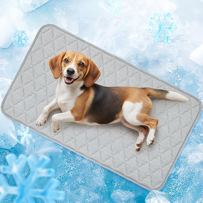 LOOBANI Dog Cooling Mat for Medium Dogs 36"x23"- Cooling Pad for Dog, Cool Blanket for Dogs Machine Washable, Pet Cool Mat for Indoor, Outdoor, Couches, Crates, Car Seats for Trips (Grey, 36"x23")