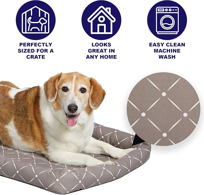 Midwest Homes for Pets 40248-MRD Quiet Time Couture Ashton Bolster Pet Bed, X-Large Dog/48, Mushroom