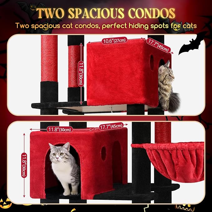 Globlazer Gothic Giant Cat Tree for Indoor Large Cat, 83in, F83, Blood-Goth | XXL Cat Tower with 9 Scratching Posts for 20lb+ Heavy Duty Large Adult Cats
