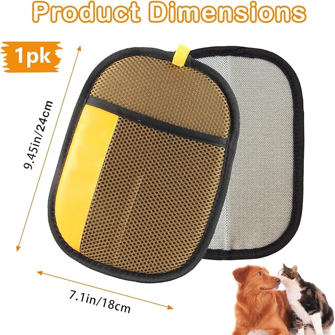 Thickened Pet Hair Removal Glove for Fabric Surfaces, Brown | Easy-On 2-Finger Design; Secure Stay-Put Fit; Easy Hair Pickup; Reusable Design; Sofas, Beds, Carpets, Pet Beds and Car Seats