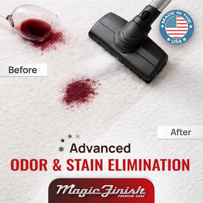 Magic Finish Protein Spotter (32 Oz) – Powerful Fabric and Carpet Stain Remover Spray – Lifts Blood, Pet Urine, Vomit, Food and Wine Stains – Clear, Unscented Spot Cleaner Solution