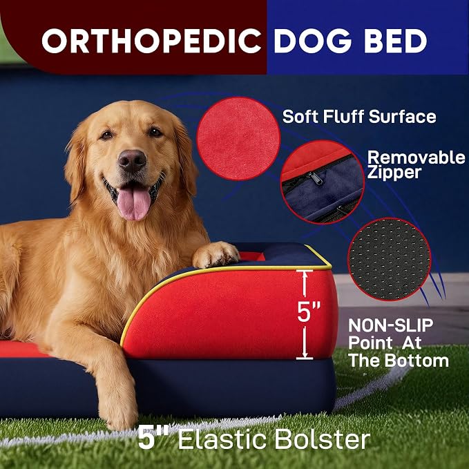 Comfort Expression Orthopedic Dog Beds for Large Sized Dog with Bolster | Waterproof Dog Couch Bed with Washable Cover & Non-Slip Bottom, Supportive Egg Crate Foam Large Pet Bed, 36x27 Inch