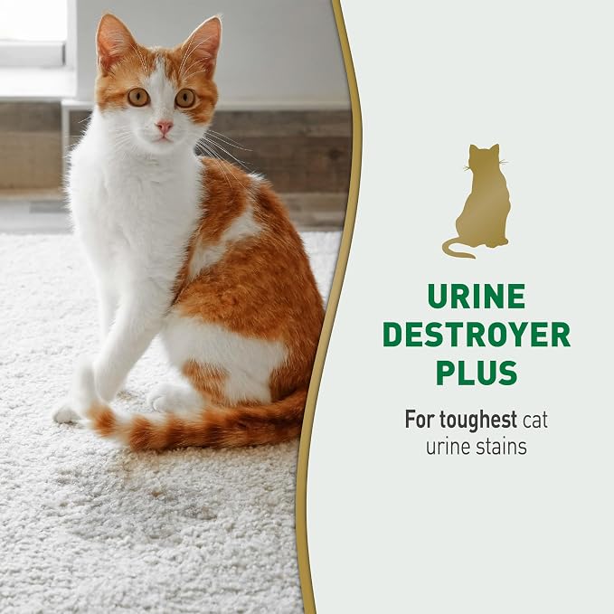 Nature's Miracle Cat Urine Destroyer Plus, Enzymatic Cleaner, 32 oz | Destroys the Toughest Cat Urine Stains, For Use on Multiple Surfaces, Safe For Pets and Home*, Fresh Scent