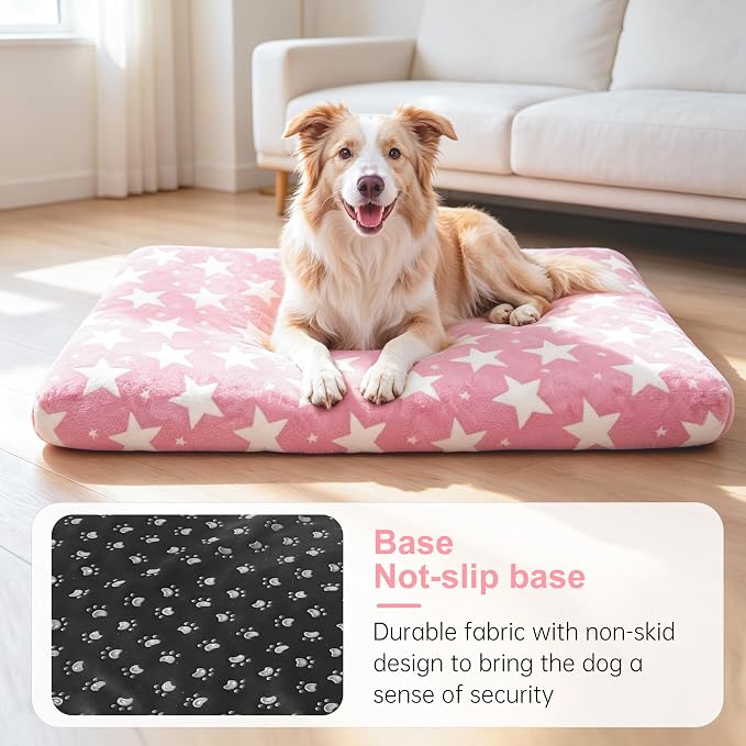 Orthopedic Dog Bed for Large Dogs with Removable Washable Cover(Pink Star, 35.0" L x 23.0" W x 3.2" Th)
