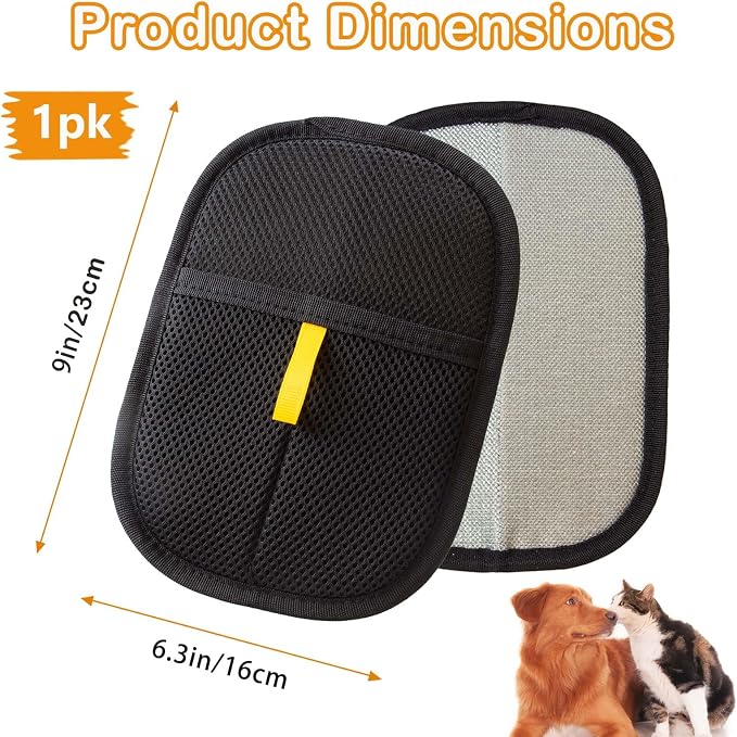 Thickened Pet Hair Removal Glove - Electrostatic Cat Dog Hair Remover Glove, Reusable Magic Brush Pet Hair Remover Tool for Couch, Carpet, and Car Seat (Black,1 Pack)