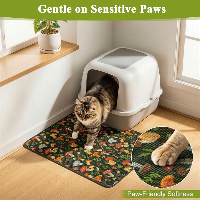 Unicorn Catcher 40"x30" Cat Litter Mat Machine Washable Litter Trapping Pad | Kitty Paw Friendly Padding With Breathable 3D Air Mesh Technology And A Non-Slip Base To Keep Home Floors Debris-Free