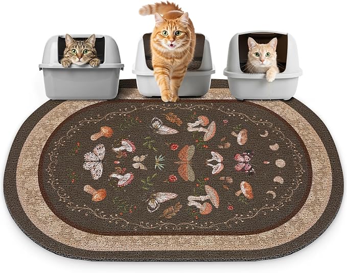 Bienbee Cat Litter Mat, 40" x 30" Dense Trapping Mesh for Litter Boxes | Litter Box Mat with PVC Mesh, Waterproof &Urineproof, Non-Slip Grip, Soft On Kitty Paws and Easy to Clean to Protect Floor