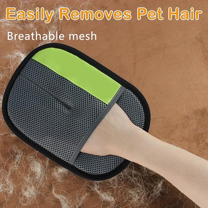 Thickened Pet Hair Removal Glove for Fabric Surfaces, Gray | Easy-On 2-Finger Design; Secure Stay-Put Fit; Easy Hair Pickup; Reusable Design; Sofas, Beds, Carpets, Pet Beds and Car Seats