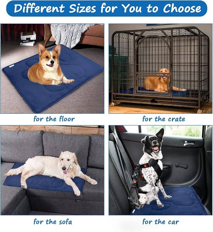Dog Crate Pad(23"x 36"),Washable Crate Mat with Anti-Slip Bottom | Dog Mats for Sleeping, Breathable Kennel Pad,Dark Colored to Hide Stains, Navy