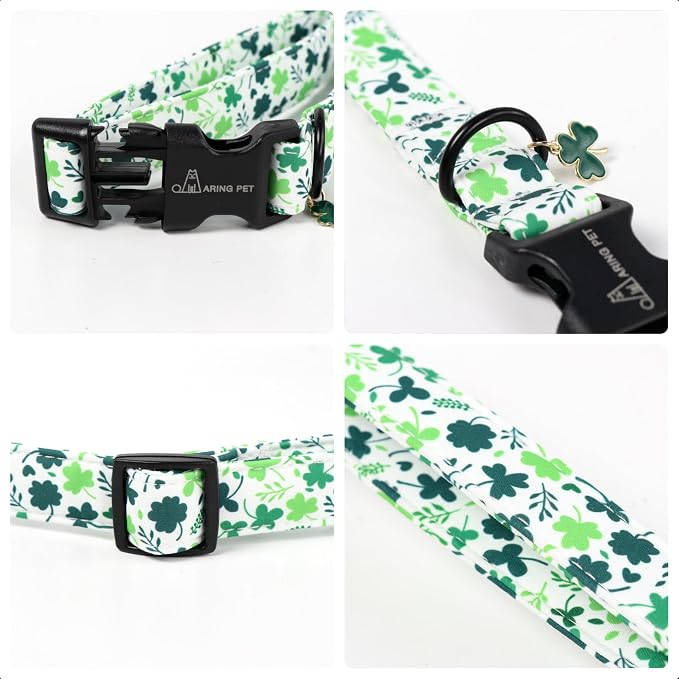 ARING PET St Patrick's Day Dog Collar, Cute Green Lucky Clover Shamrock Puppy Pet Collars for Small Medium Large Boy Girl Dogs-XS