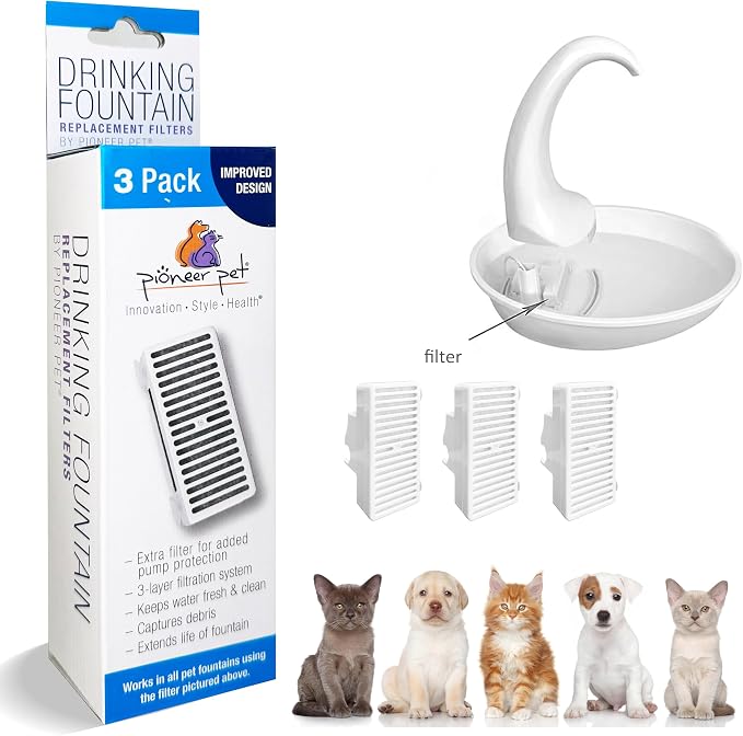 Pioneer Pet 3 Pack of T-Shaped Filter for Food, Water and Serene Fountain
