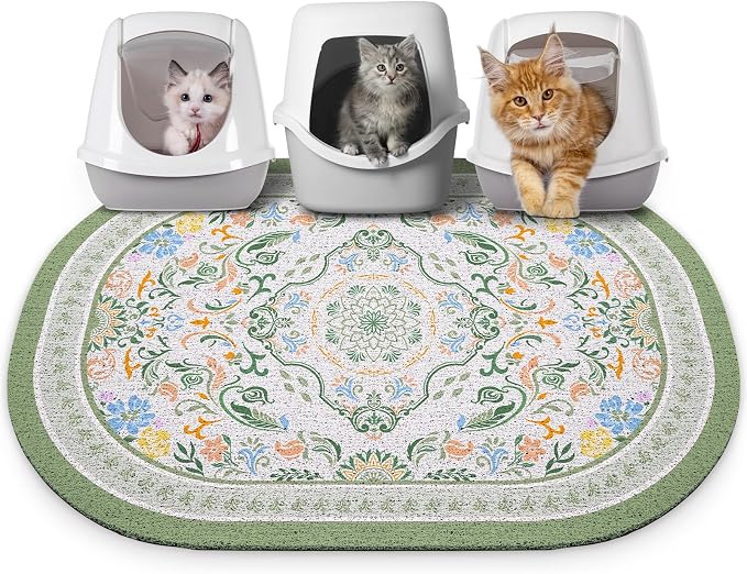 Bienbee Cat Litter Mat, 40" x 30" Dense Trapping Mesh for Litter Boxes | Litter Box Mat with PVC Mesh, Waterproof &Urineproof, Non-Slip Grip, Soft On Kitty Paws and Easy to Clean to Protect Floor