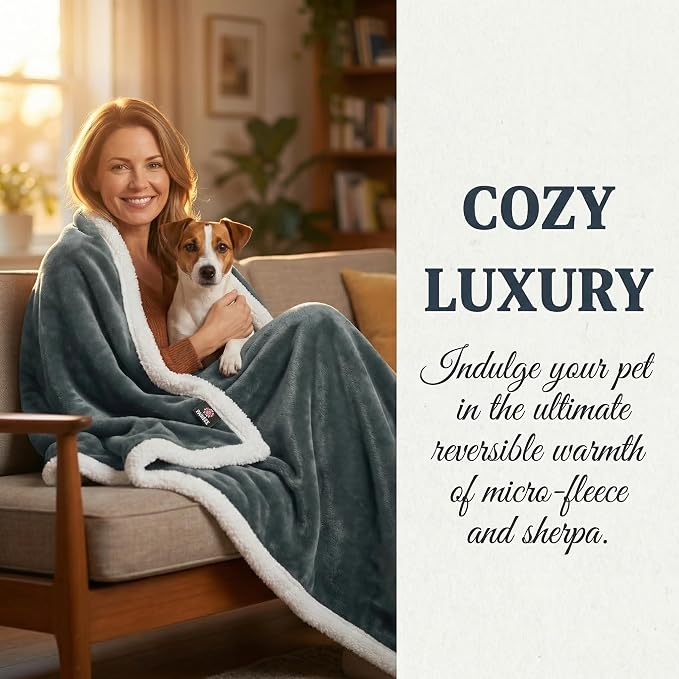 Kritter Planet Dog Blankets for Large Dogs Grey, Soft Fluffy Fleece Pet Blankets for Couch, Sofa, Dog Beds, Car Seats, Creat, Washable, 50x60 inches