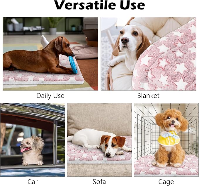 4 Pcs Washable Dog Crate Mat Kennel Pad Replaceable Reversible Pet Bed Pad for Crate Pet, Sleeping Mat for Small, Medium, Large Dog Machine Washable(16.14 x 24 x 1.6 Inch, Pink)