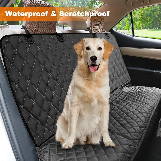 PETICON Waterproof Scratchproof Pet Bench Seat Covers for Cars, SUVs, Nonslip Durable Back Seat Cover for Dogs, 600D Oxford Fabric, Machine Washable