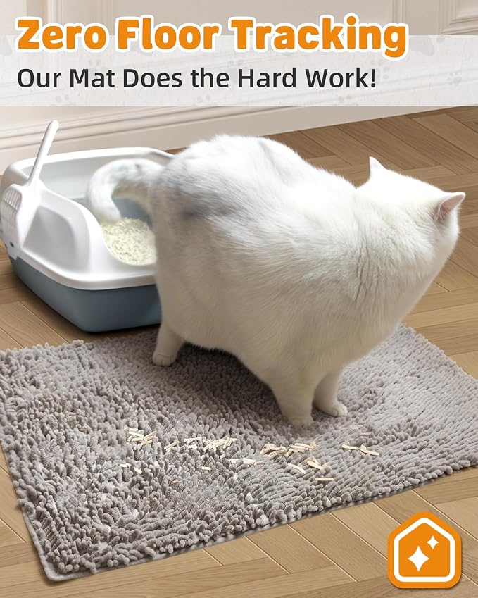 Cat Litter Mat Litter Trapping Mat, 22"x15" Plush Cat Litter Rug Catcher, Easy to Clean, Machine Washable