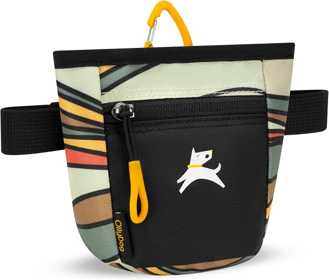 Goodie Treat Bag, Dog Treat Training Pouch | Magnetic Closure | 3 Ways to Wear | Hands-Free Waist Belt | Water-Resistant Recycled Vegan Fabric (Ventura '73)