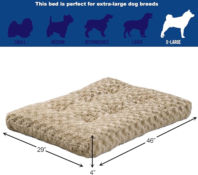 MidWest Homes for Pets XL QuietTime Deluxe Mocha Ombré Swirl Plush Pet Bed, Machine Washable, Non-Skid Bottom, Soft Crate Mat for 48-inch Crates