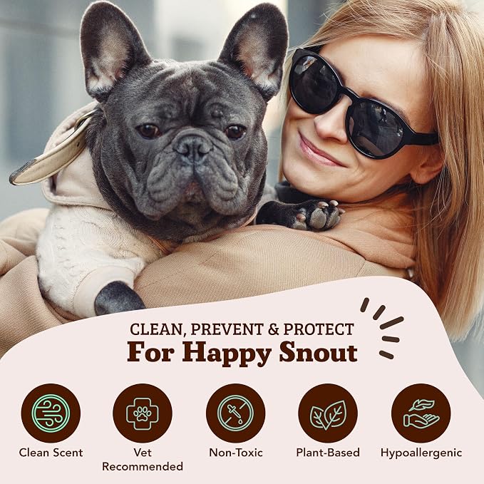Natural Dog Company Snout Wipes for Dogs – Cleansing & Moisturizing Care for Dry, Cracked Snouts, Soothing Grooming Formula with Kukui Oil, 50 Count