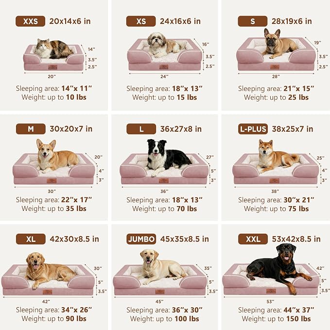 Comfort Expression Orthopedic Dog Bed for Medium Size Dog with Bolster | Waterproof Dog Couch Bed with Washable Cover & Non-Slip Bottom, Supportive Egg Crate Foam Medium Pet Bed, 30x20 Inch