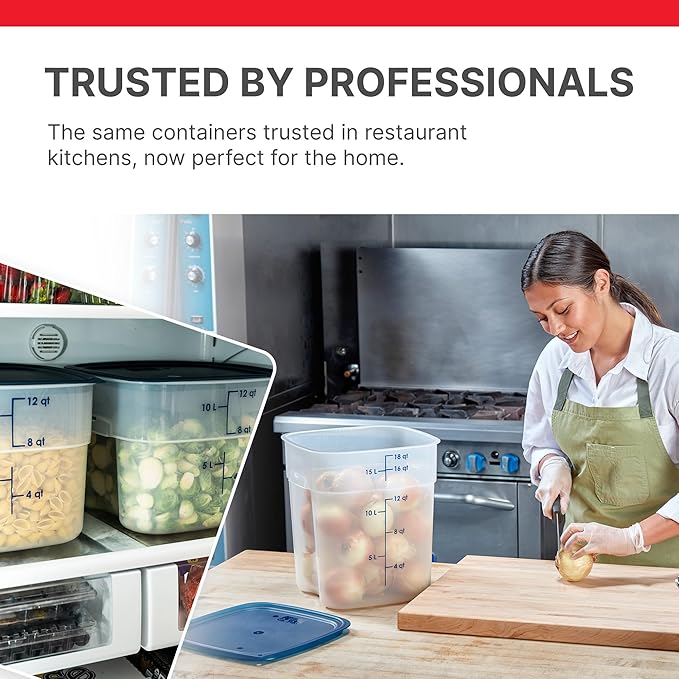 Cambro FreshPro 18 Quart (QT) Food Storage Container with Lid (Restaurant Grade) - for Food Prep, Commercial Kitchen, Pet and Dog Food Container (Translucent)