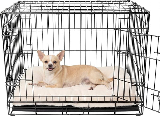 Dog Crate Bed 18x12 for Small Dogs,Washable Puppy Crate Mat with Non Slip Bottom,Soft Dog Crate Pad,Beige