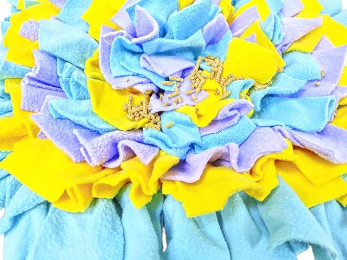 Pet Fleece Snuffle Mat Square Shape Foraging Mats Interactive Feeding Toy Anti Slip Slow Feeder Treat Dispenser for Dog Rabbit Guinea Pig (Blue/Yellow/Purple)