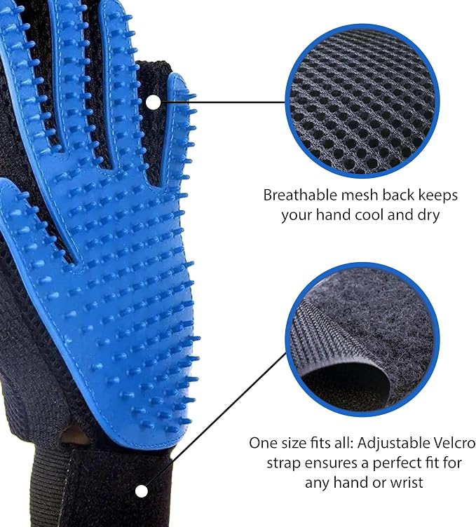 3-in-1 Pet Grooming Kit – Pet Deshedding Glove, 360° Silicone Finger Toothbrush, and Professional Dog Nail Clippers with File – Complete Grooming Set for Cats & Dogs with Short or Long Fur
