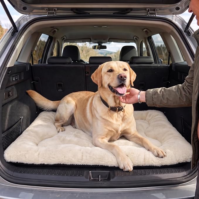 Dog Bed 42" for Metal Crate Pad,Washable Sleeping Mat for Medium/Large Pets | Soft faux rabbit fur, non-slip,machine wash/dry, plush cushioning, for crates, floors & travel, multiple sizes for all breeds