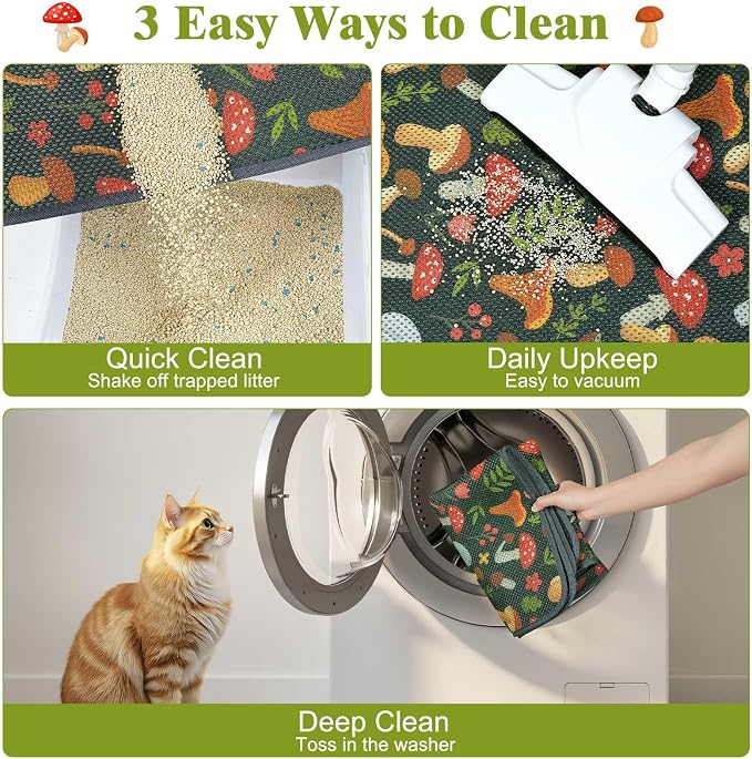 Unicorn Catcher 33"x22" Cat Litter Mat Machine Washable Litter Trapping Pad | Kitty Paw Friendly Padding With Breathable 3D Air Mesh Technology And A Non-Slip Base To Keep Home Floors Debris-Free