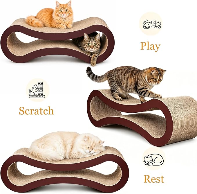 FluffyDream Cat Scratcher Cardboard, Scratching Pad House Bed Furniture Protector, Infinity Shape, Curved