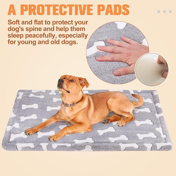 BEAUTYZOO Dog Crate Pad Washable Ultra Soft Pet Kennel Mat Large, 42" Gray | Ultra Soft Crate Pad,Anti-Slip Bottom,Waterproof Lining Protects Floors & Furniture,Comfortable Cozy Mats for Cage Car Travel