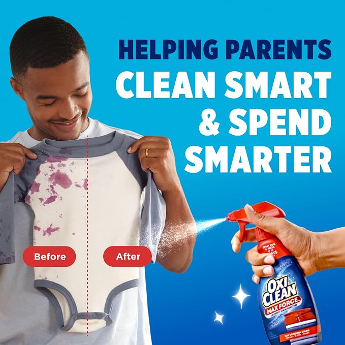 OxiClean Max Force Laundry Stain Treater Spray, 2 Fl Oz (2 Pack) | Kids and Baby Stain Remover, Travel & On-The-Go Stain Treater, Fights Playtime & Mealtime Stains, Color-Safe, Bleach-Free