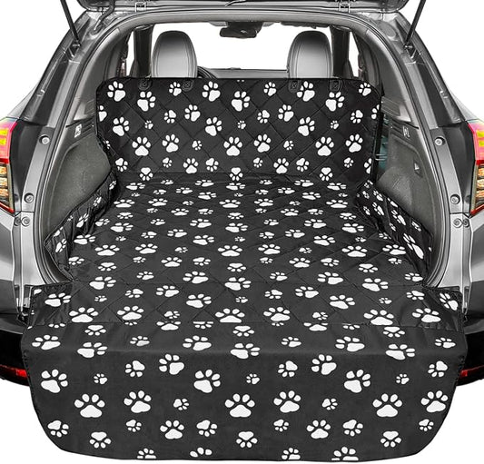 F-color SUV Cargo Liner for Dogs, Upgraded Extra Large Water Resistant Pet Cargo Cover Dog Seat Cover Mat for SUV Sedans Vans with Bumper Flap for Full-Size SUVs Vans, Paw Print