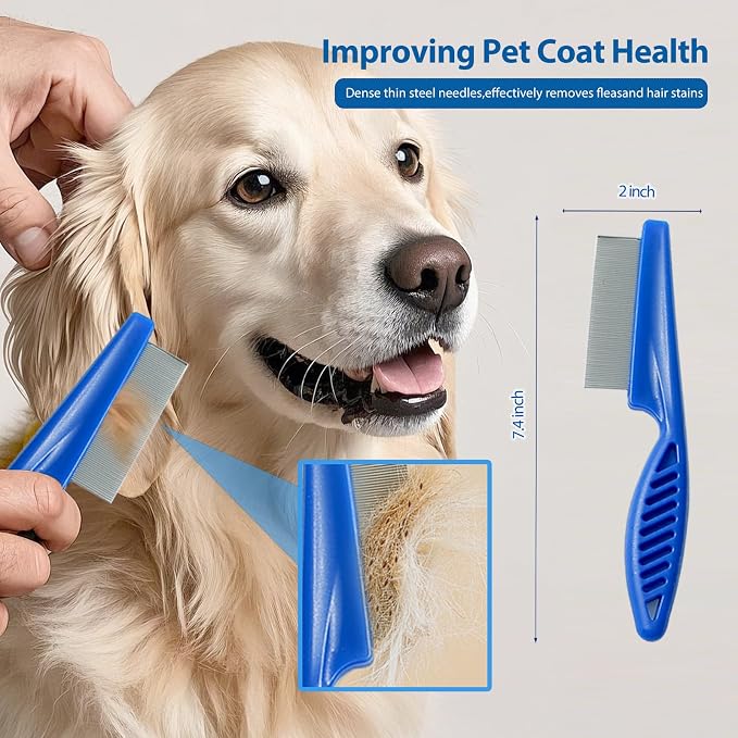 NVNAN 5-Piece Dog Grooming Brush Set with Grooming Gloves | Includes deshedding comb, shampoo brush, and pet hair removal tools for shedding, bathing, and brushing