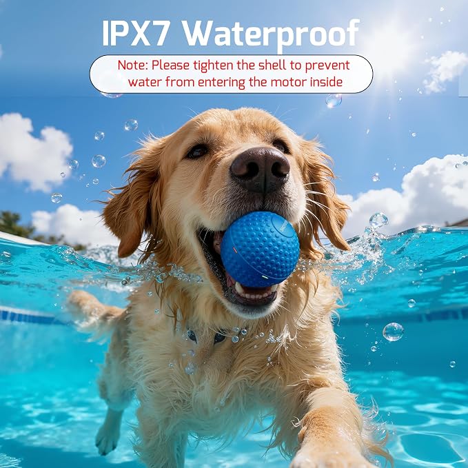 SNOYWEN Interactive Dog Toys, Automatic Moving Bouncing Rolling Ball, Food-Grade Rubber Material IPX7 Waterproof Ball for Medium, Large Dogs, 850mAh Battery Large Capacity, Type-C Rechargeable