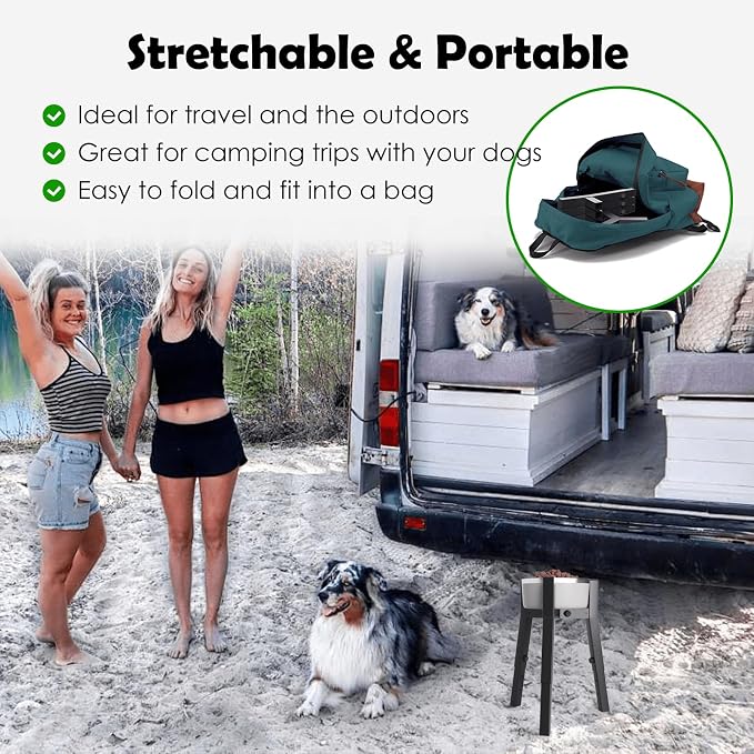 SHAINFUN Adjustable Dog Bowl Stand for Large & Extra Large Breeds, Single Tall Food & Water Holder, Height Adjustable 9.8"-13.4", Width 7"-11", Elevated Dog Bowls (Bowls Not Included)