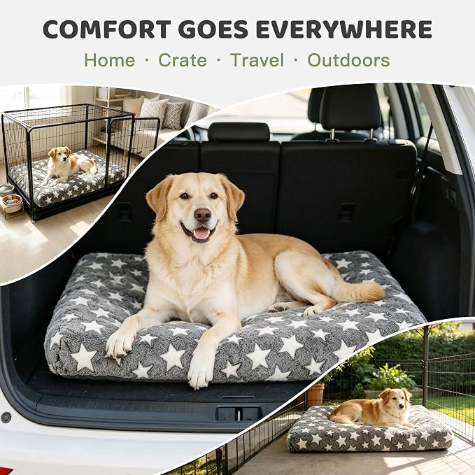 Orthopedic Dog Bed for Large Dogs with Removable Washable Cover | Orthopedic foam support, egg-crate design for joint pain relief, breathable cover, non-slip bottom, crate-friendly travel bed