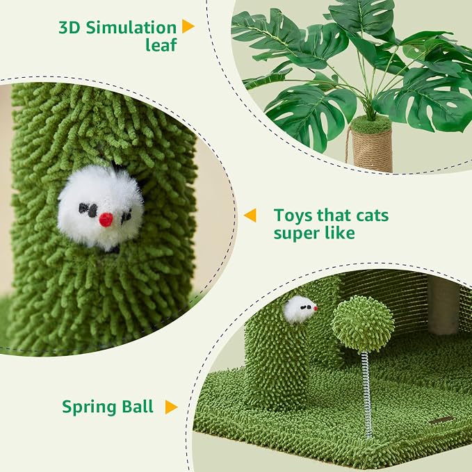 Woochpet Large Cat Tree for Indoor Cats, Multi-Functional Comfy Cat Bed-48in Tall Cat Tower with Scratching Post, Cozy Hammock for Kittens and Adult Cats, Cute Condo with Toy