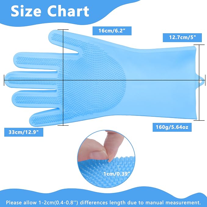 Pet Grooming Gloves—Dog Washing Gloves with High-Density Teeth | Dog Bath Scrubber with Enhanced Five Finger Design, Silicone Gloves for Dogs and Cats Bathing, Massage (Blue)