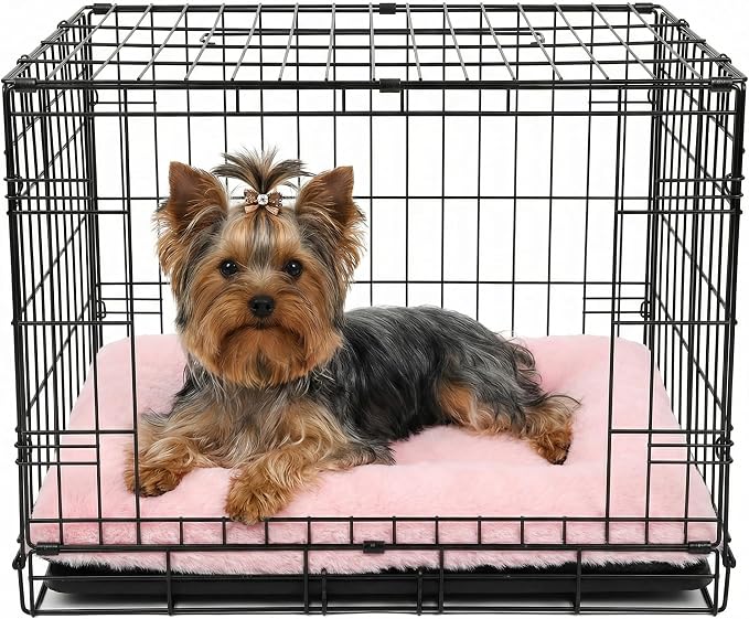 Dog Crate Bed 22x13,Washable Dog Crate Pad for Medium Dogs,Soft Kennel Bed Mattress with Non Slip Bottom,Pink