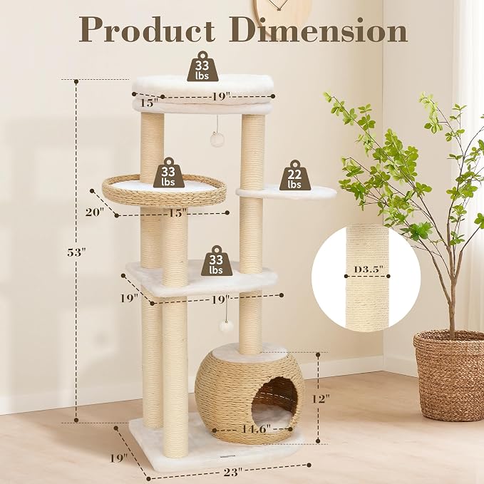 44.8in Gothic Cat Tree, Black Cat Condo Cats Tower with Coffin Bed & Sisal Scratching Posts, Scratching Ramp and Comfort Basket for Indoor Cats